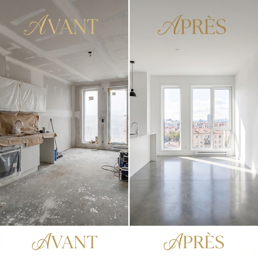 Avant/Après nettoyage fin de chantier Lyon